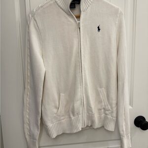 Ralph Lauren sport White Zip-Up Sweater with Logo